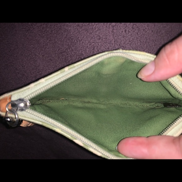 Coach Logo Green Wristlet - Picture 3 of 7